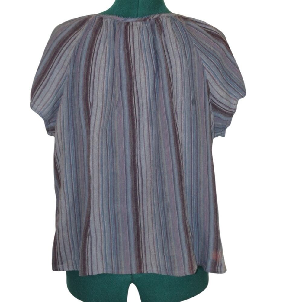 Vintage Venezia Crinkle Blue Multi Striped Blouse Women’s Size 18/20 - Picture 2 of 3